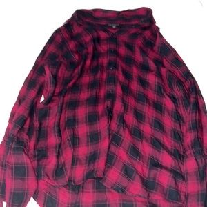 Red and black Long Sleeve Plaid Shirt